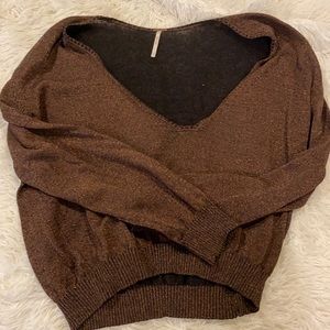 Free People Brown Sparkly Sweater